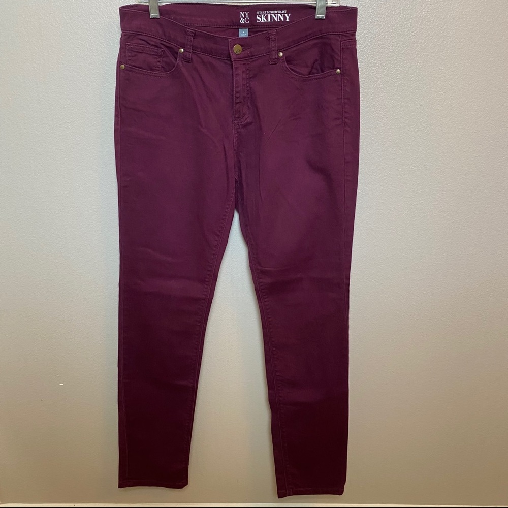 New York & Co Burgundy Skinny Jeans Size 8
